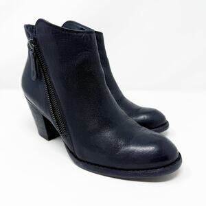 Paul Green Black Leather Ankle Booties Women's Sz 5.5UK Side Zip Made in Austria